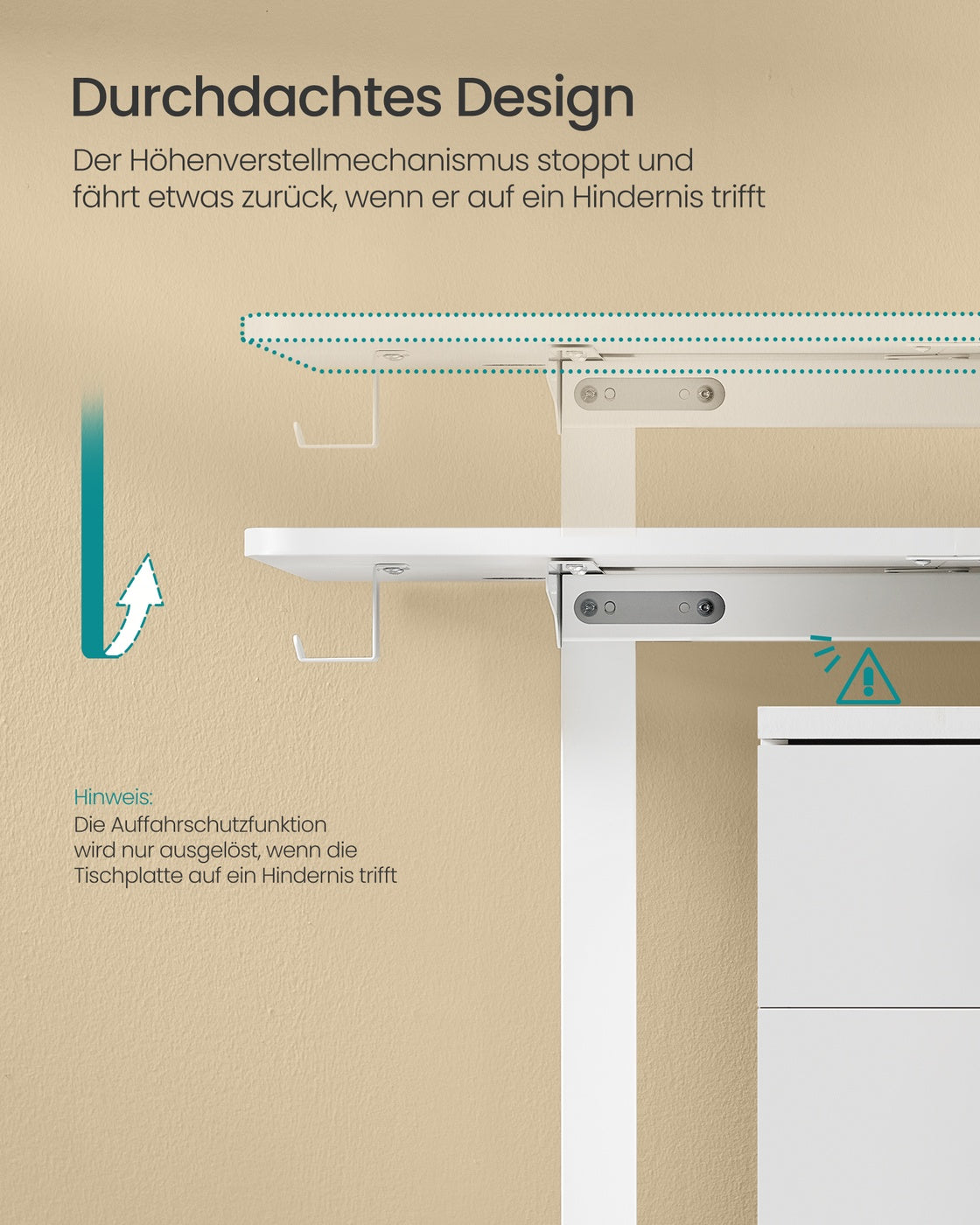 Höhenverstellbarer Schreibtisch elektrisch 70 x 160 x (72-120) cm