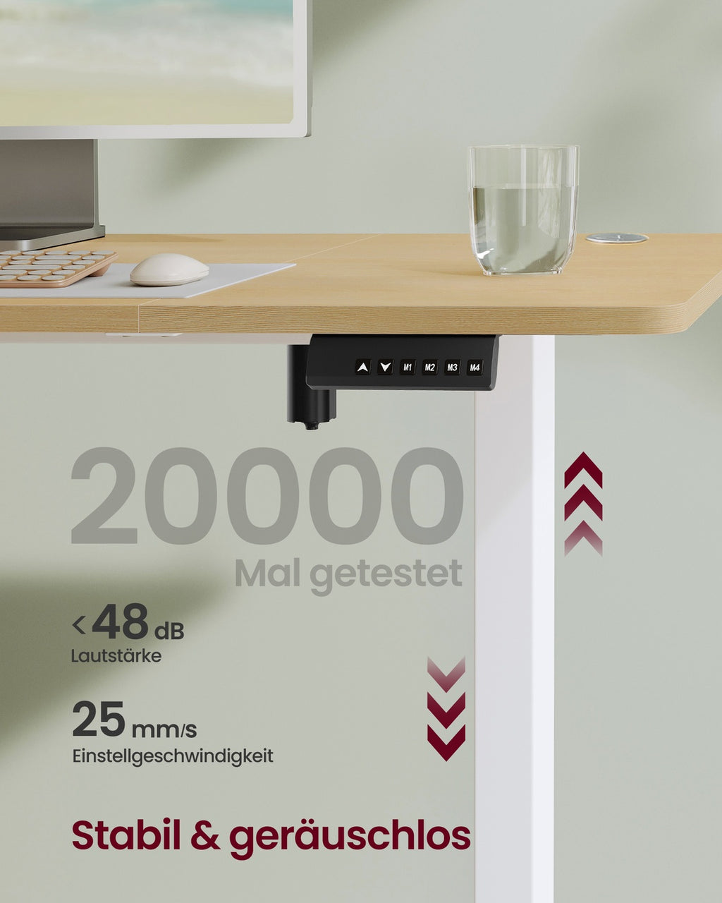 Höhenverstellbarer Schreibtisch elektrisch 160 x 70 cm goldeichenfarben