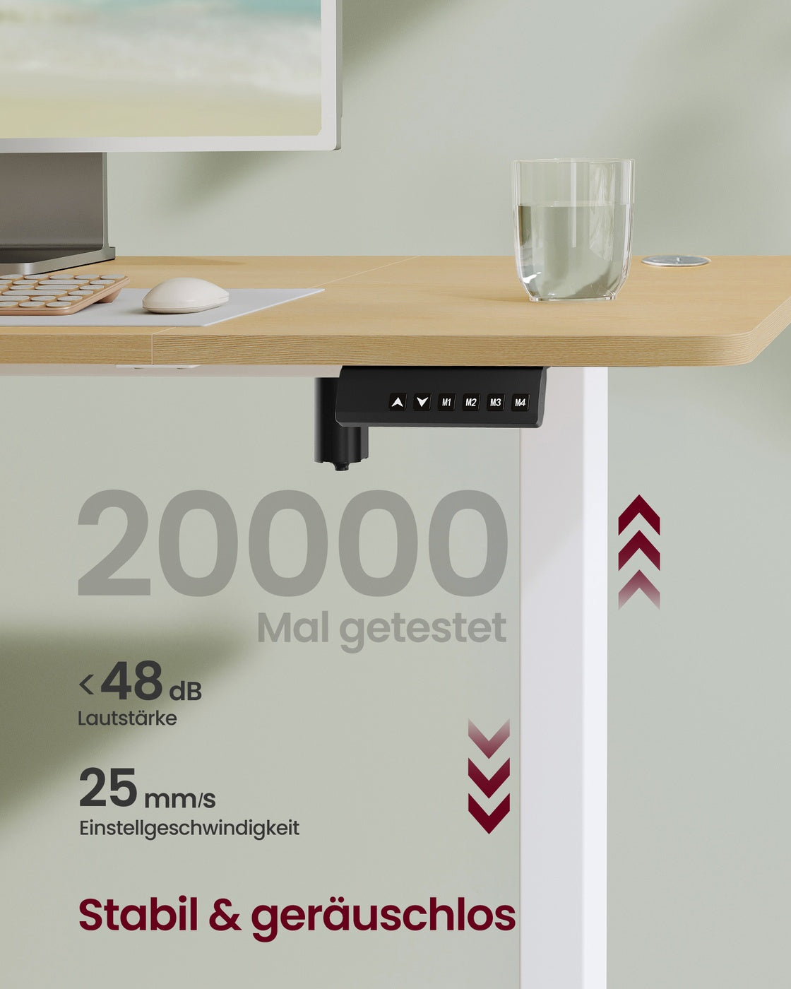 Höhenverstellbarer Schreibtisch elektrisch 160 x 70 cm goldeichenfarben
