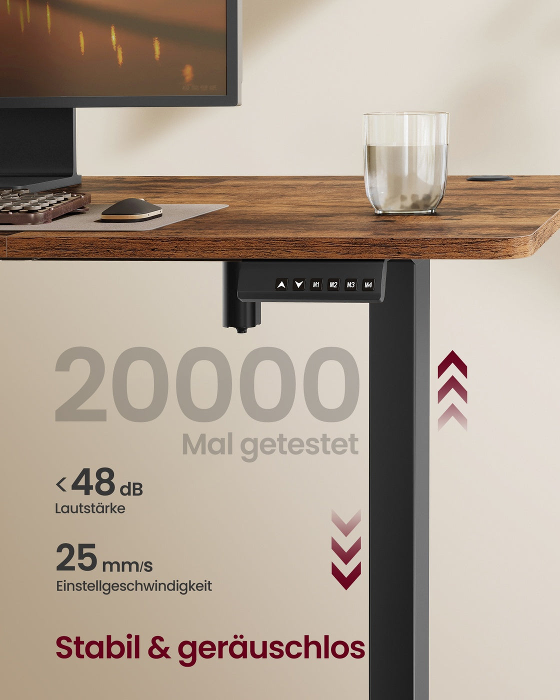 Höhenverstellbarer Schreibtisch elektrisch 180 x 80 x (72-120) cm