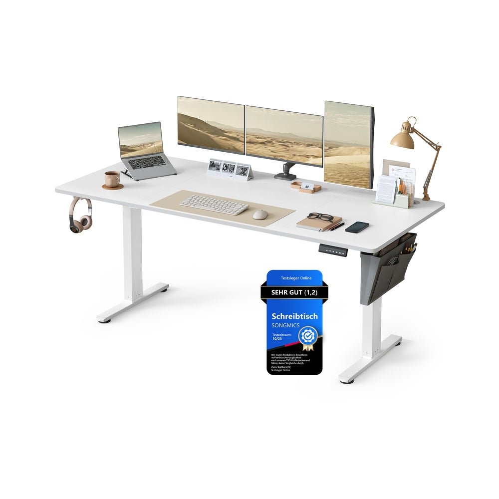 Höhenverstellbarer Schreibtisch elektrisch 180 x 80 cm wolkenweiß