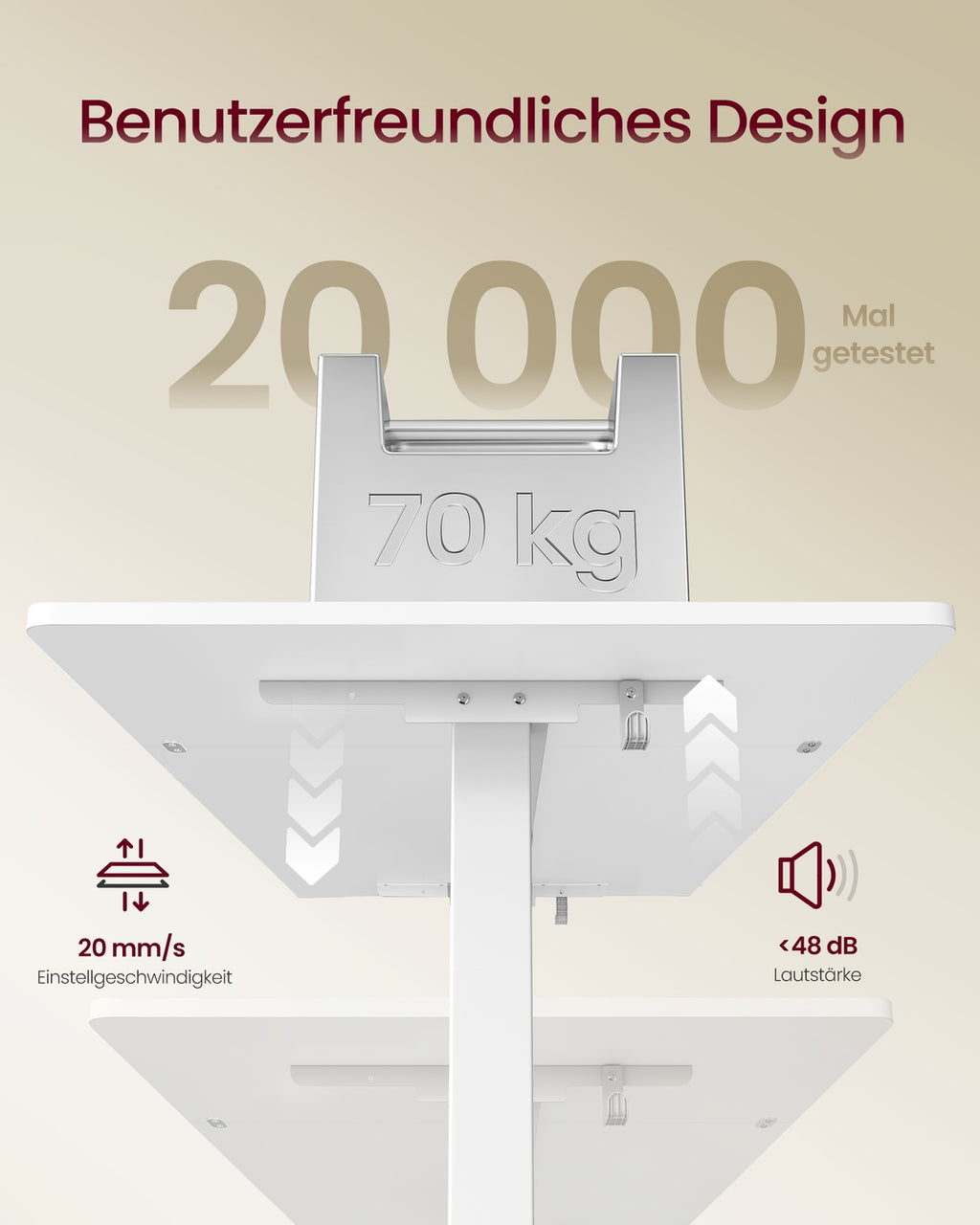Höhenverstellbarer Schreibtisch mit Monitorständer und USB