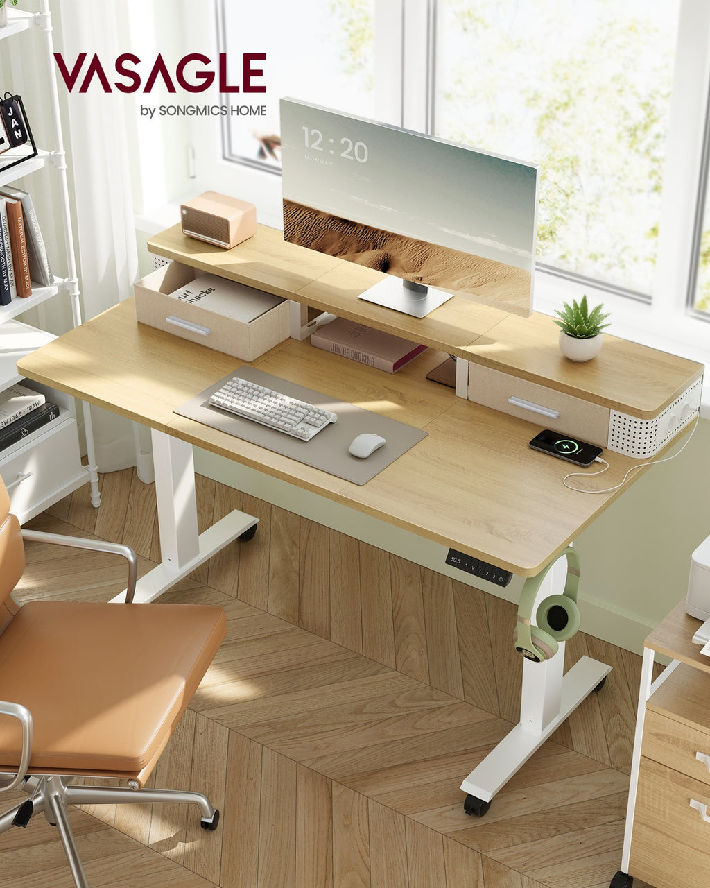Schreibtisch höhenverstellbar und elektrisch 60 x 120 x (72-120) cm