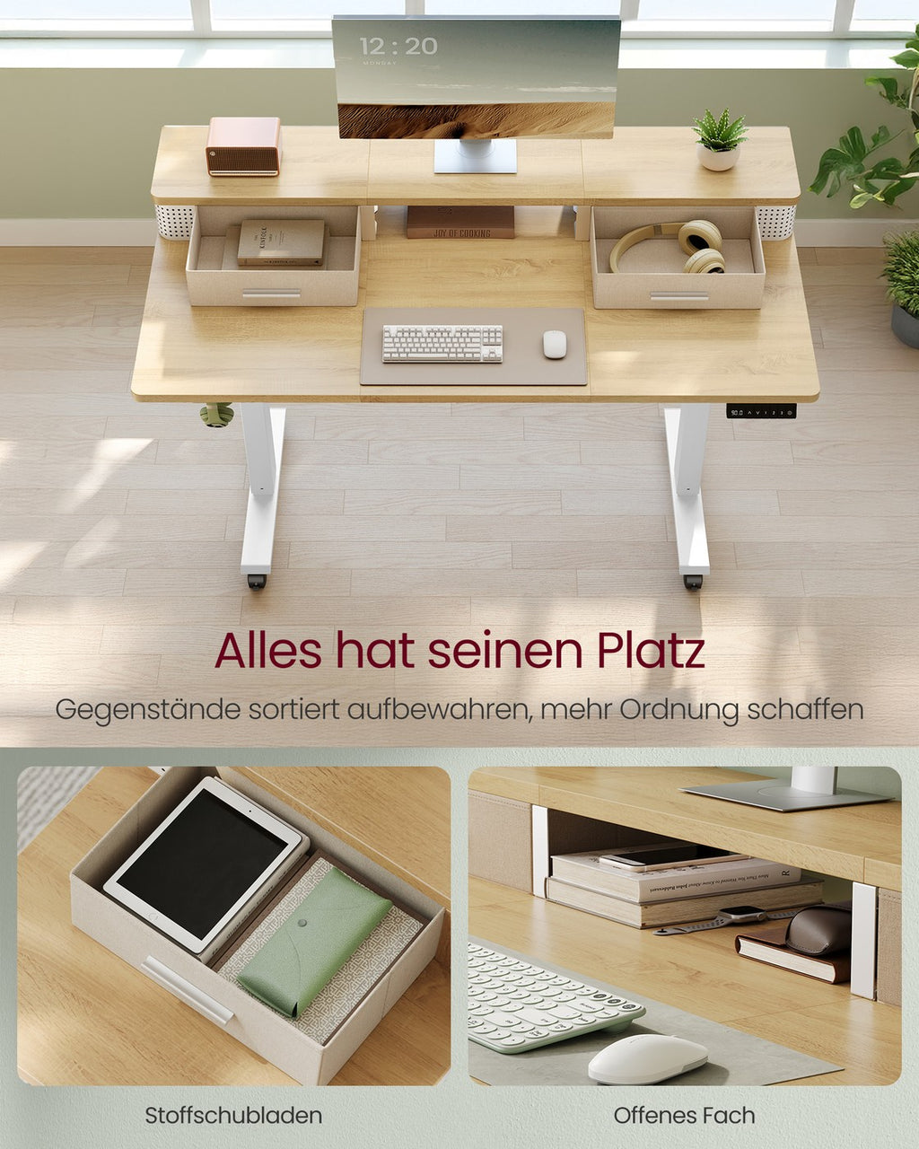 Schreibtisch höhenverstellbar und elektrisch 60 x 120 x (72-120) cm