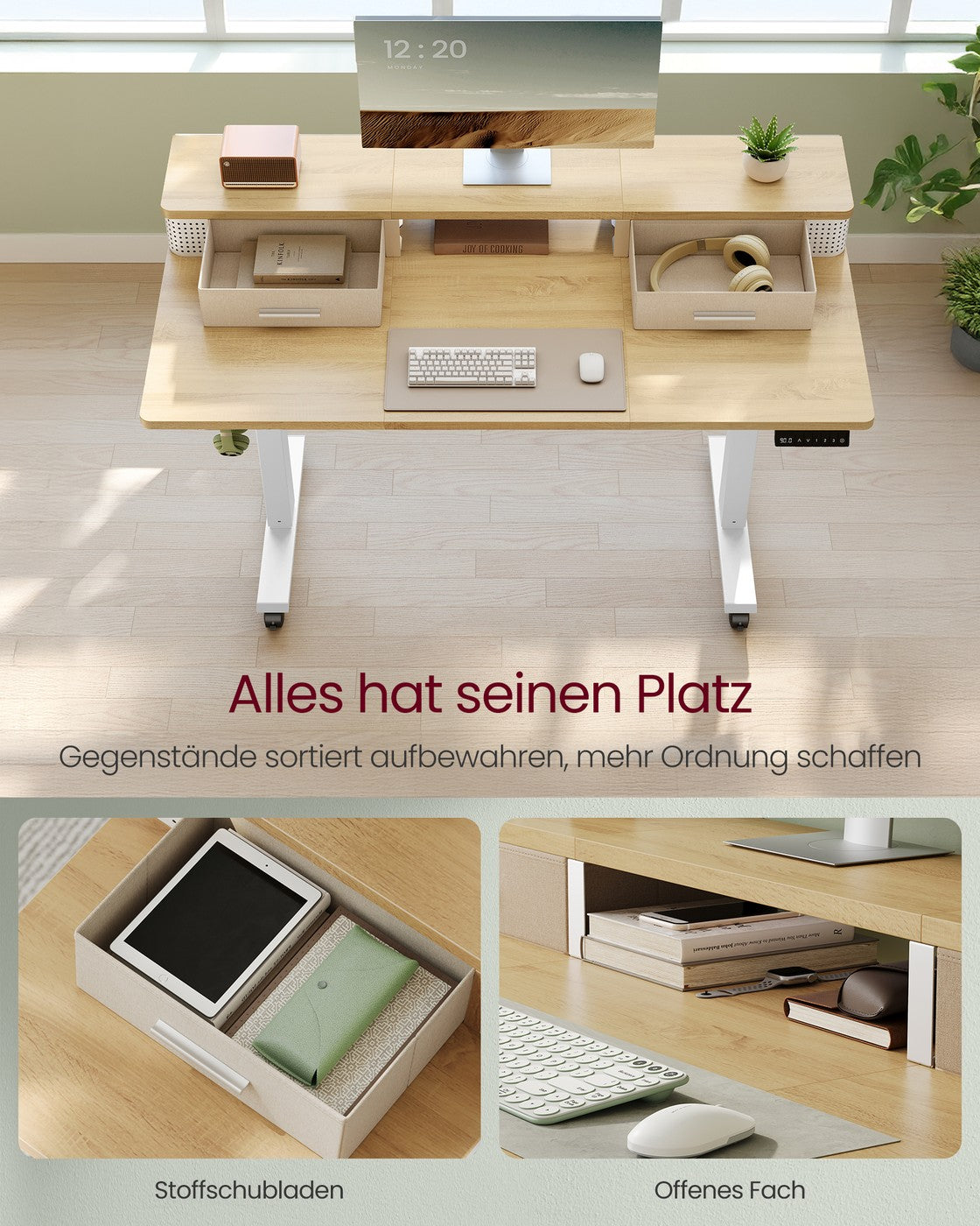 Schreibtisch höhenverstellbar und elektrisch 60 x 120 x (72-120) cm
