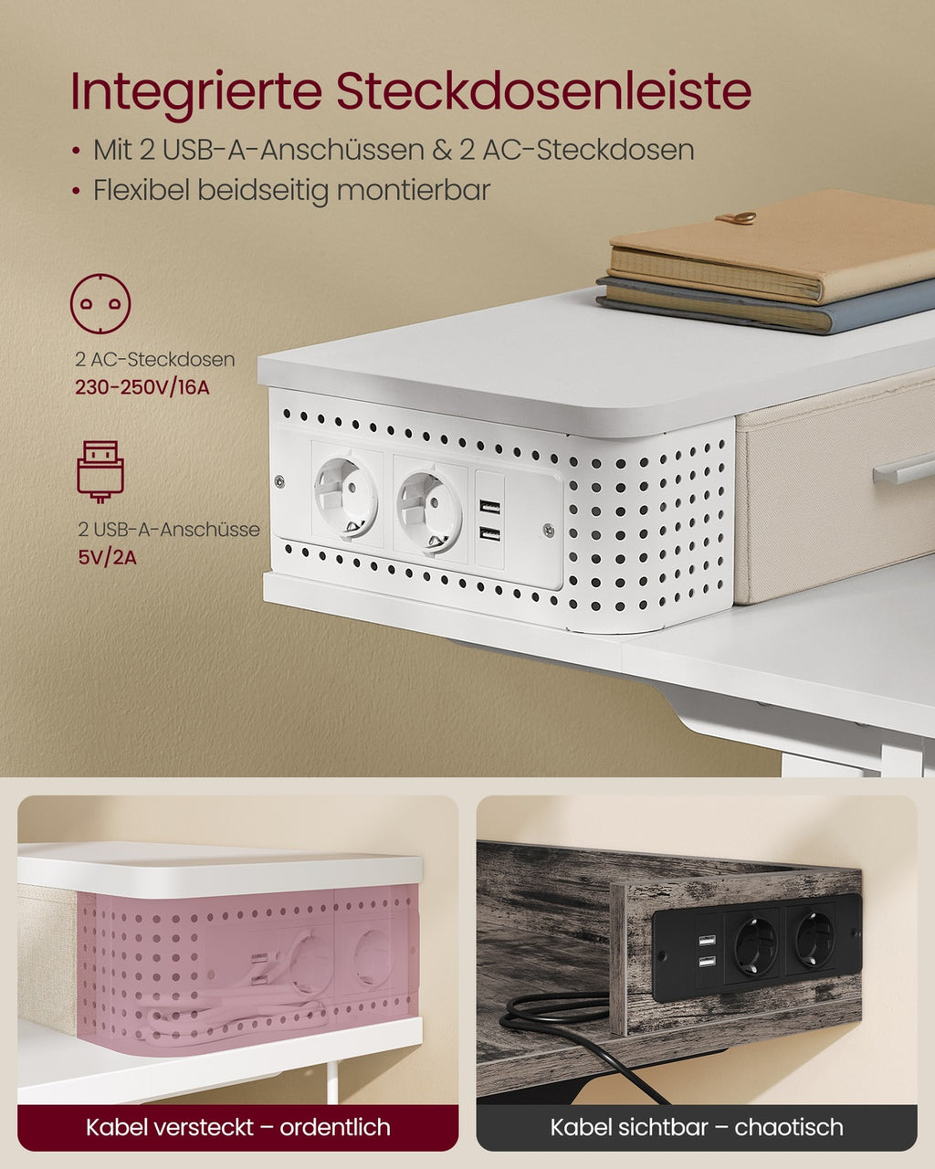 Schreibtisch Höhenverstellbar und elektrisch wolkenweiß