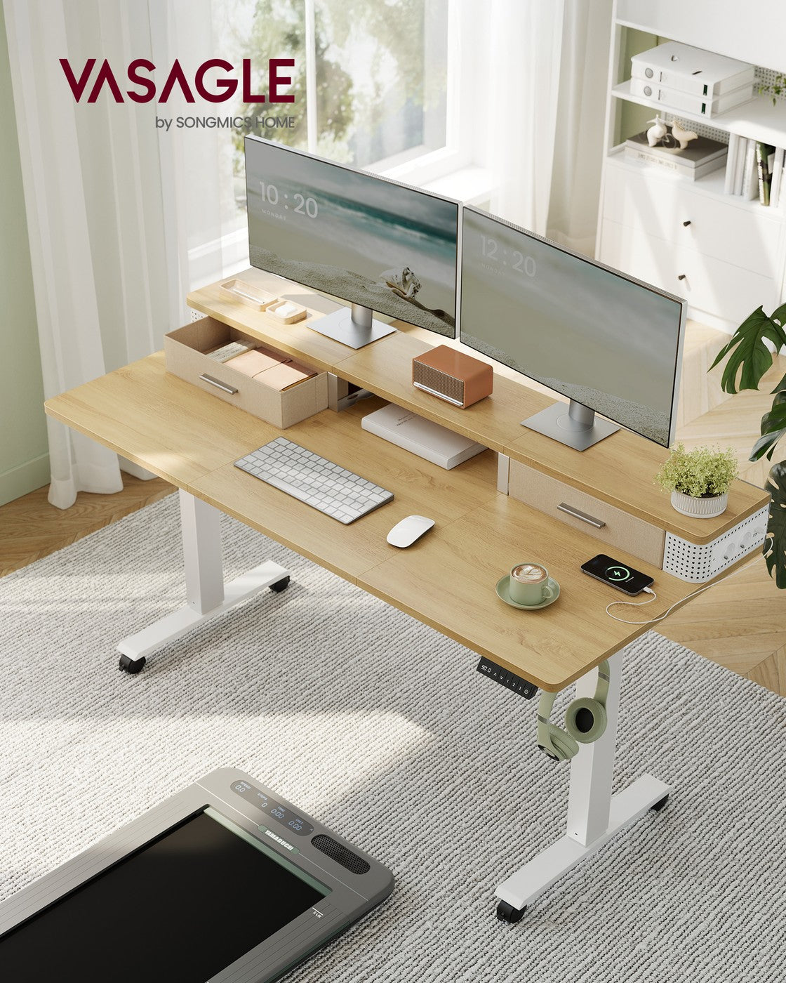 Schreibtisch höhenverstellbar und elektrisch 60 x 140 x (72-120) cm