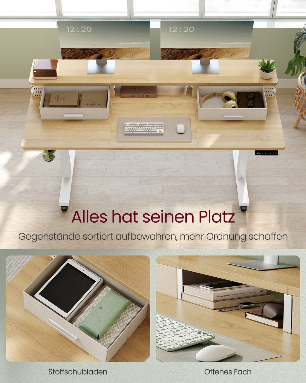 Schreibtisch höhenverstellbar und elektrisch 60 x 140 x (72-120) cm