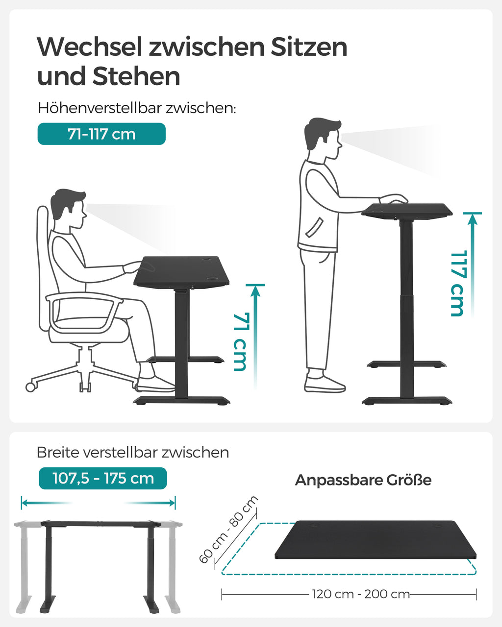 Höhenverstellbarer Schreibtisch elektrisch
