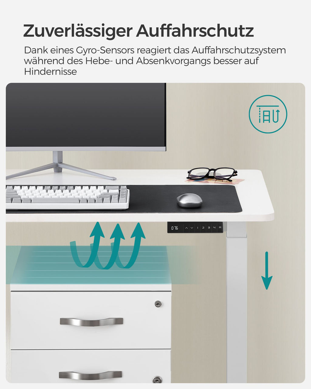 Höhenverstellbarer Schreibtisch elektrisch, 120 x 60 cm