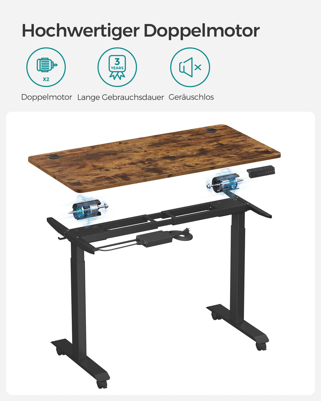 Höhenverstellbarer Schreibtisch elektrisch 60 x 120 cm