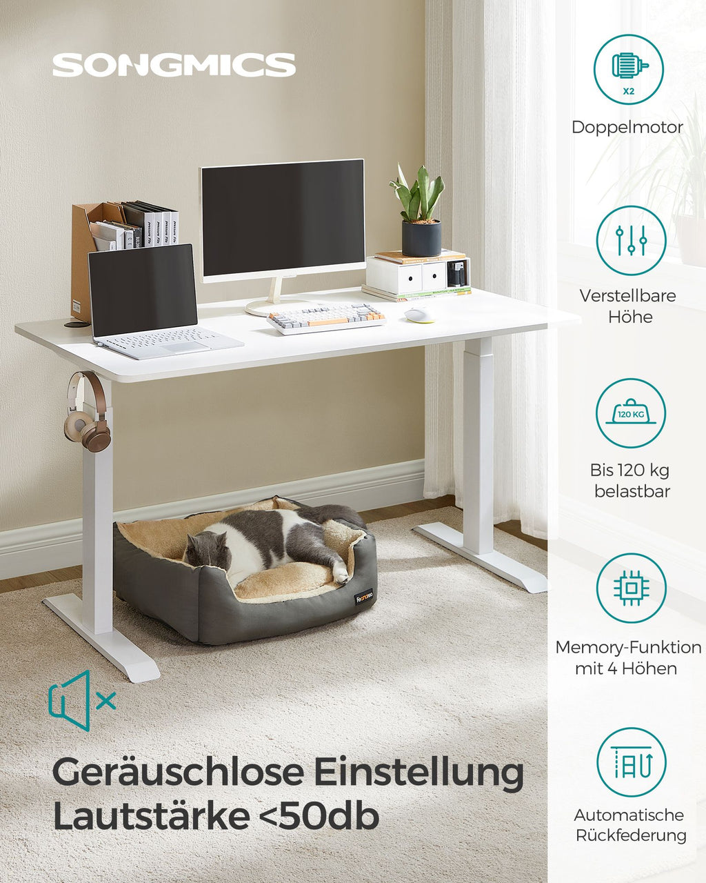 Höhenverstellbarer Schreibtisch mit Doppelmotor