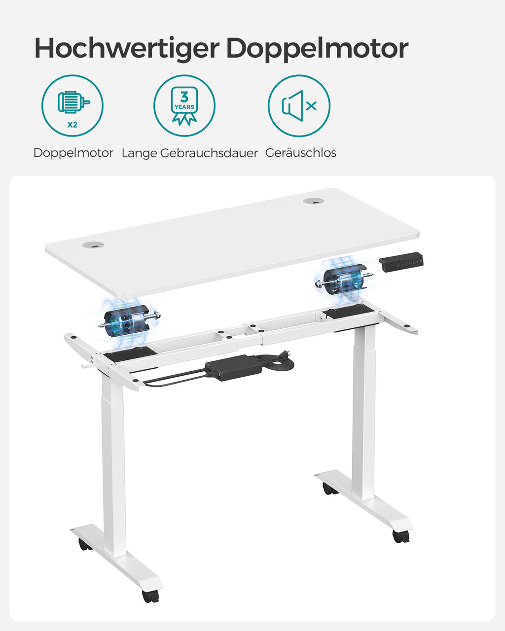 Höhenverstellbarer Schreibtisch mit Doppelmotor