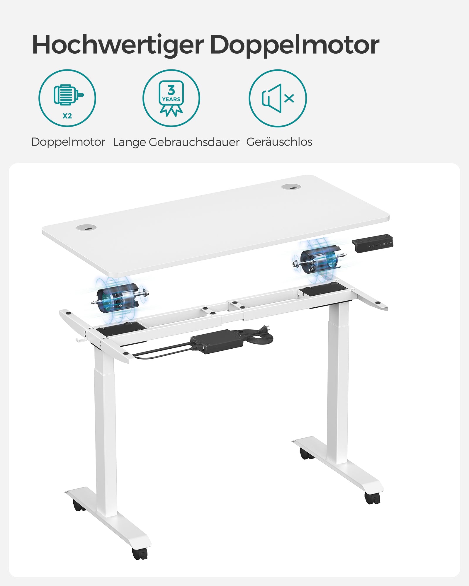 Höhenverstellbarer Schreibtisch mit Doppelmotor