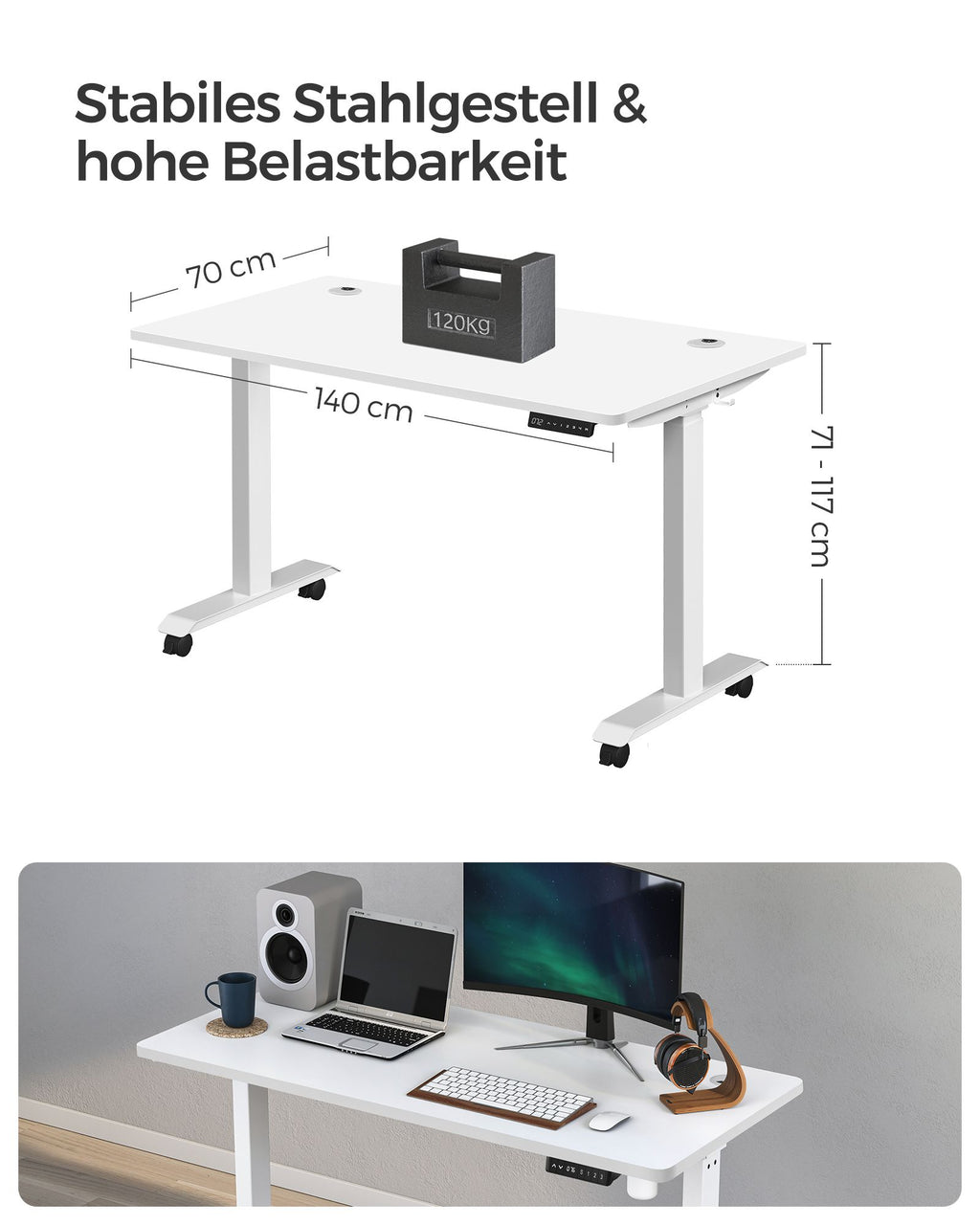 Höhenverstellbarer Schreibtisch mit Doppelmotor