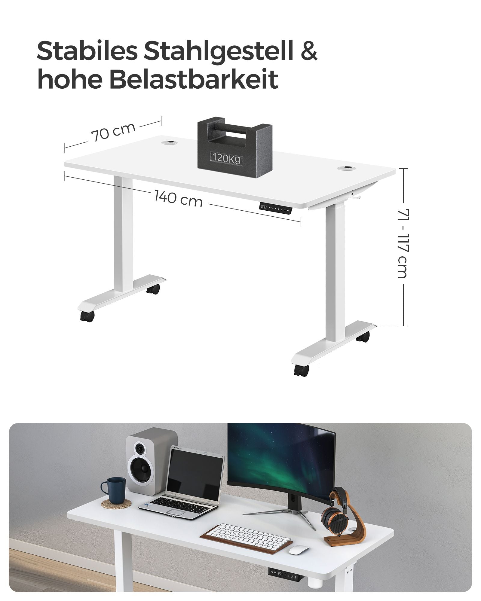 Höhenverstellbarer Schreibtisch mit Doppelmotor