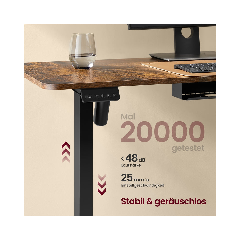 Höhenverstellbarer Schreibtisch  in L-Form 140 x 160 cm vintagebraun-tintenschwarz