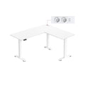 Höhenverstellbarer Schreibtisch  in L-Form 140 x 160 cm wolkenweiß-mattweiß