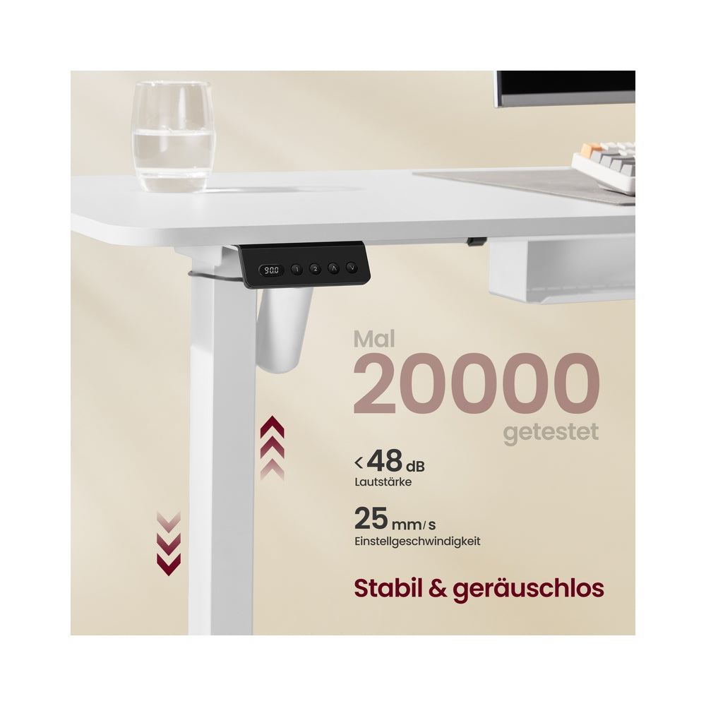 Höhenverstellbarer Schreibtisch  in L-Form 140 x 160 cm wolkenweiß-mattweiß