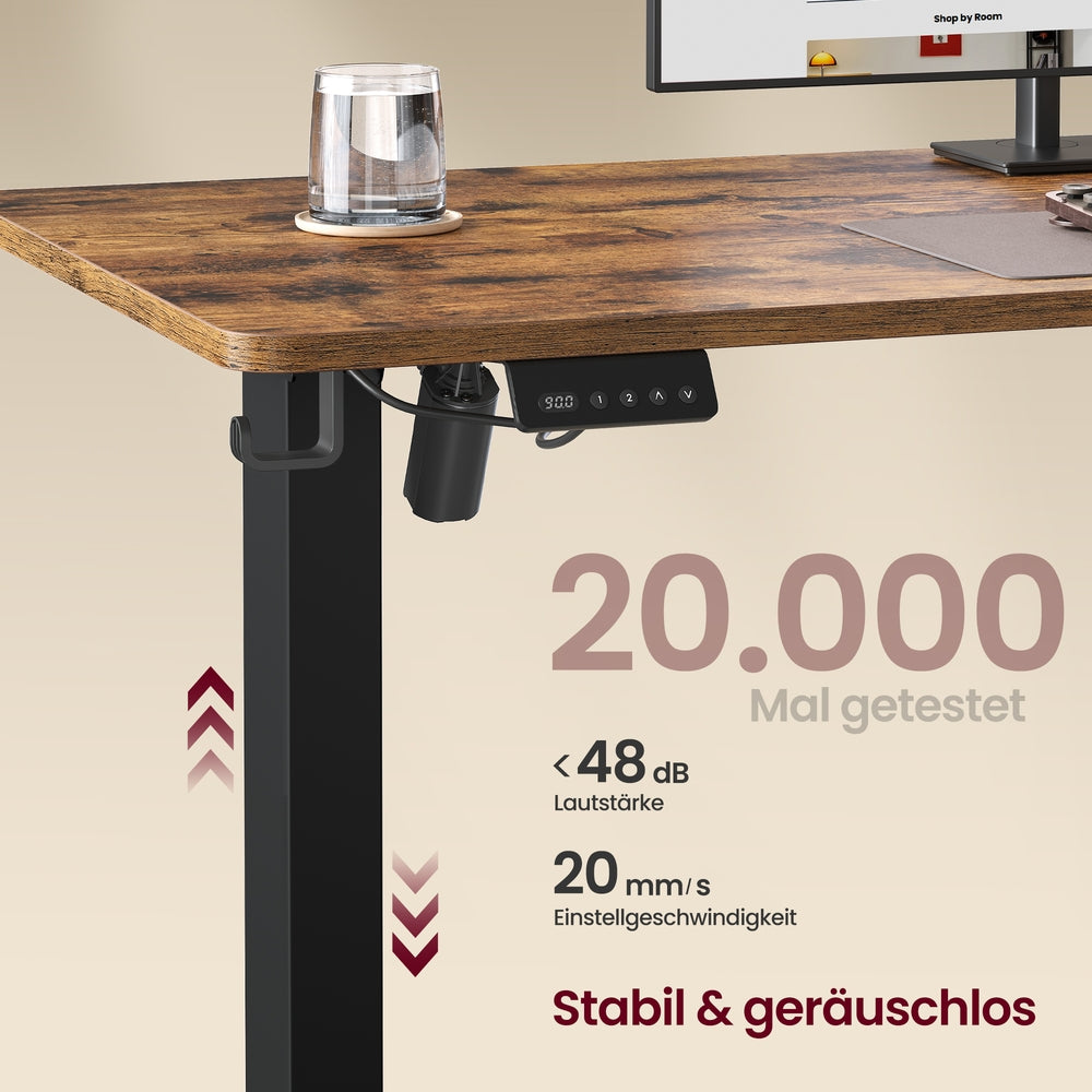 Höhenverstellbarer Schreibtisch, 190 x 155 cm, L-förmiger Eckschreibtisch, Stehtisch
