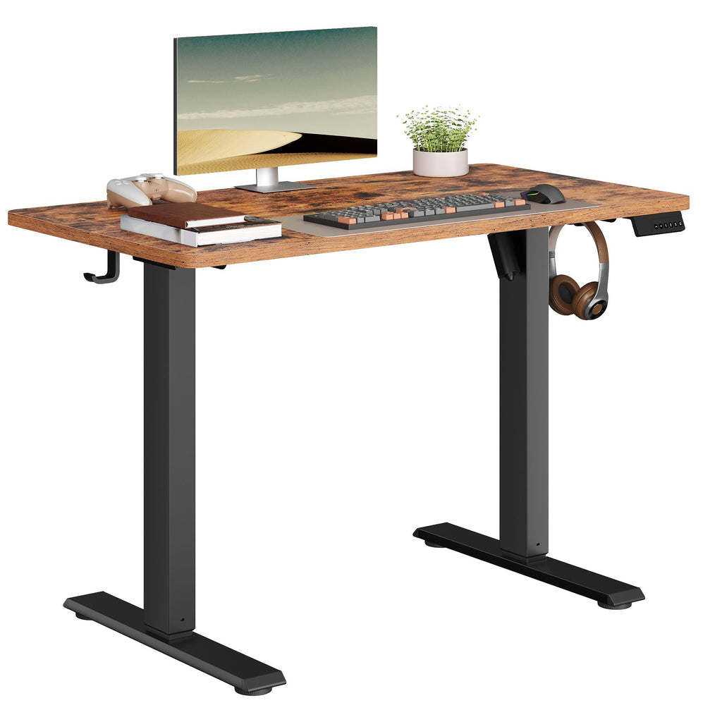 Elektrischer Höhenverstellbarer Schreibtisch mit Memory-Funktion und Erinnerung, 80 x 50 cm, Vintagebraun