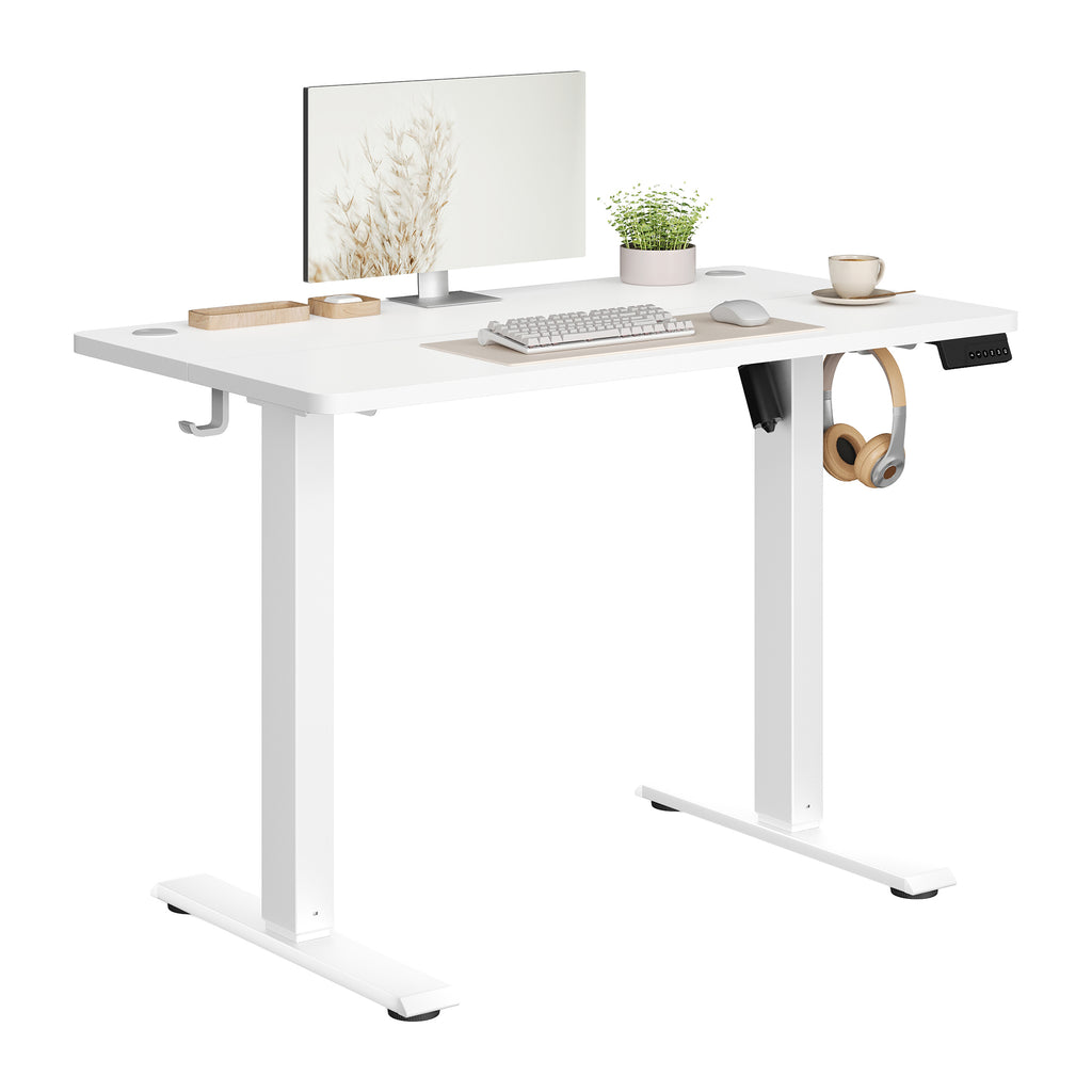 Elektrischer Höhenverstellbarer Schreibtisch mit Memory-Funktion und Erinnerung, 80 x 50 cm, Weiß