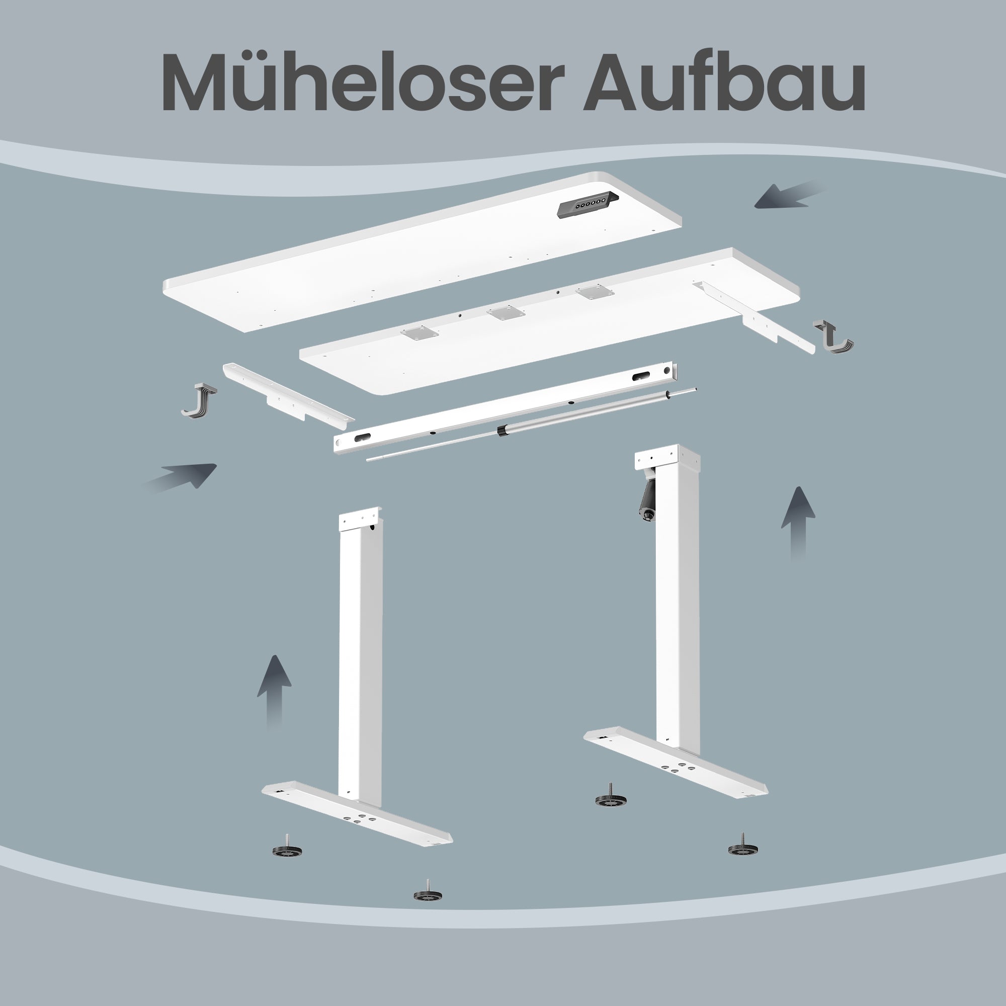 Elektrischer Höhenverstellbarer Schreibtisch mit Memory-Funktion und Erinnerung, 80 x 50 cm, Weiß