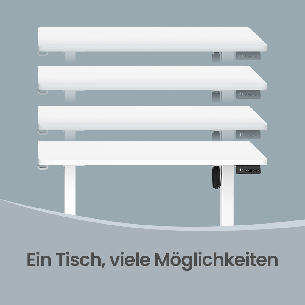 Elektrischer Höhenverstellbarer Schreibtisch mit Memory-Funktion und Erinnerung, 80 x 50 cm, Weiß
