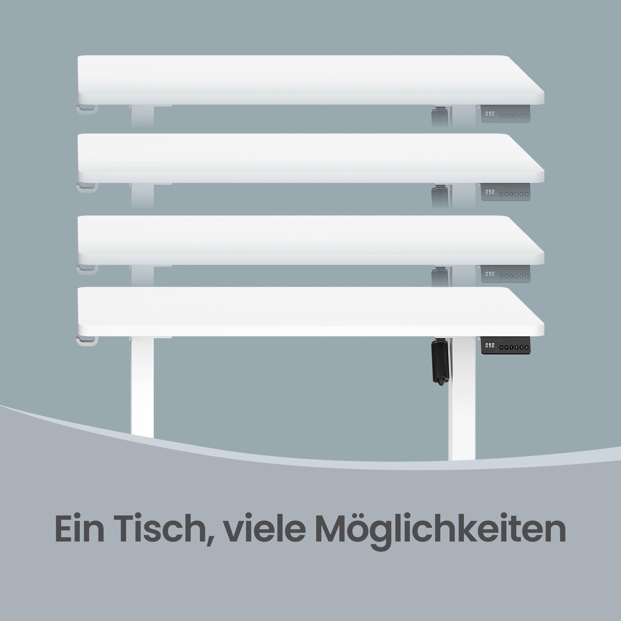 Elektrischer Höhenverstellbarer Schreibtisch mit Memory-Funktion und Erinnerung, 80 x 50 cm, Weiß