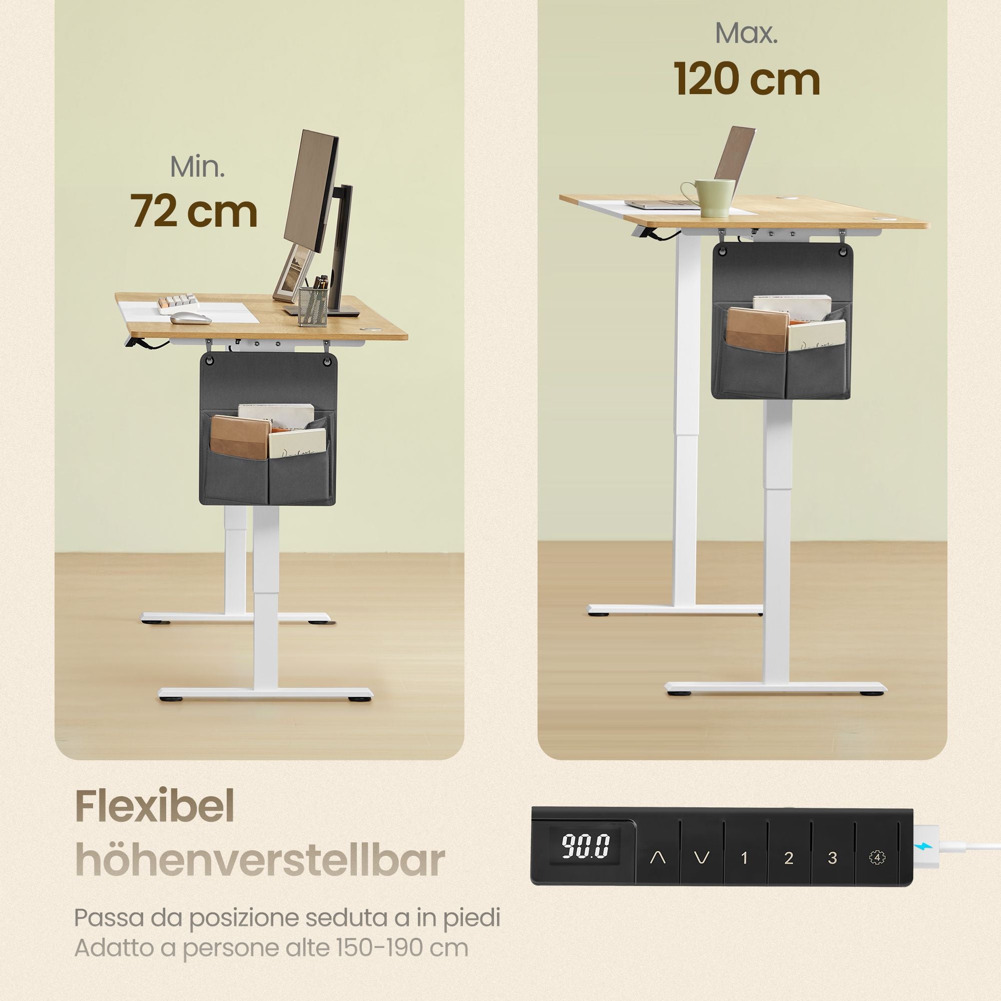 Höhenverstellbarer Schreibtisch elektrisch, 120,1 x 60