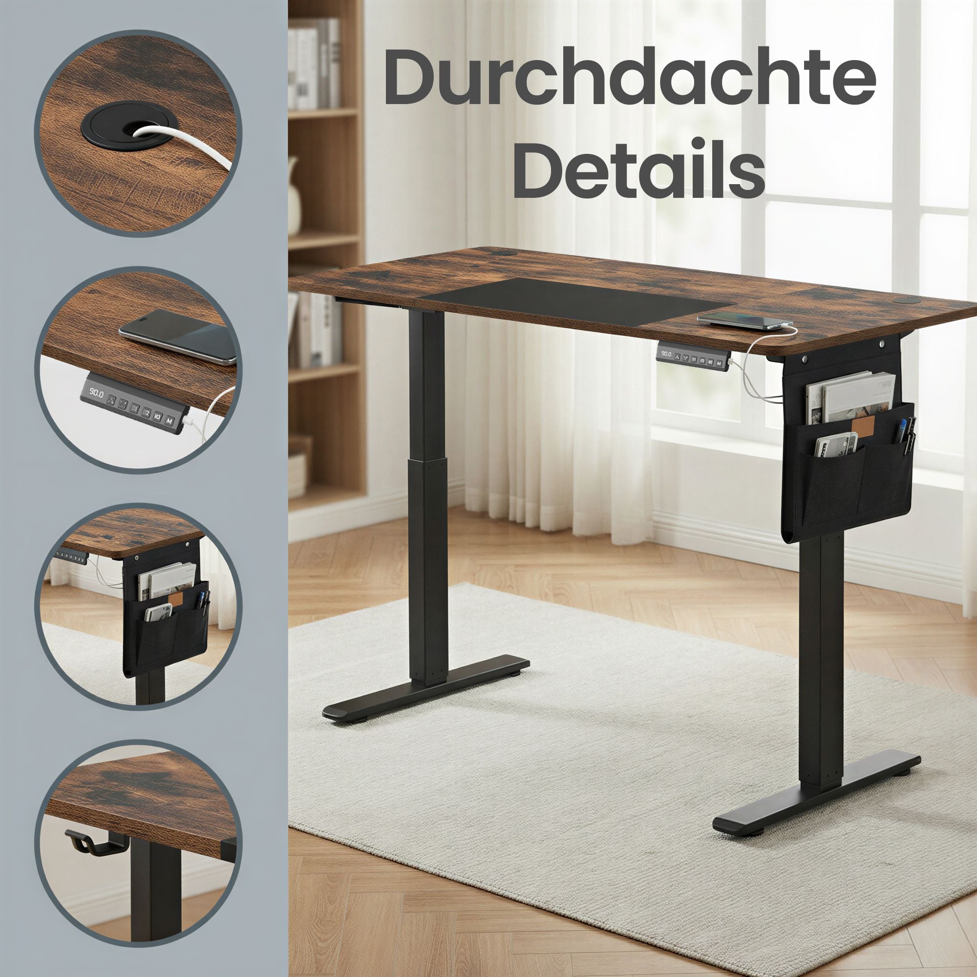 Höhenverstellbarer Schreibtisch elektrisch, 140,1 x 60