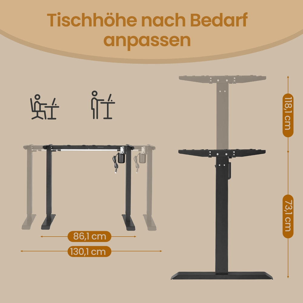 Höhenverstellbarer Schreibtisch elektrisch, 120,1 x 60