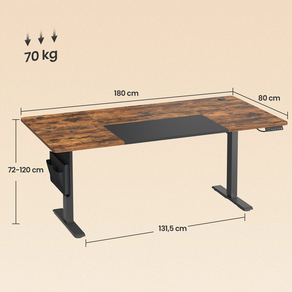 Höhenverstellbarer Stehtisch, 180 x 80 cm, Memory-Funktion