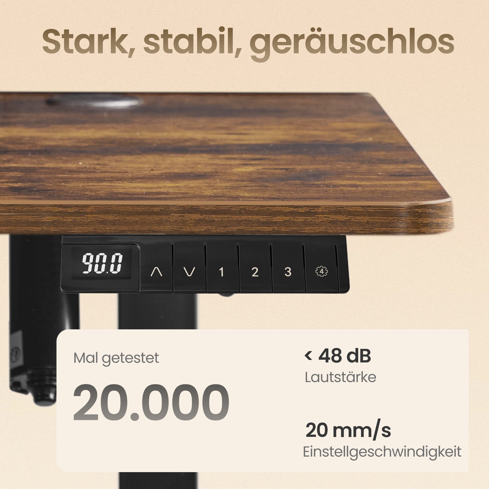Höhenverstellbarer Stehtisch, 180 x 80 cm, Memory-Funktion