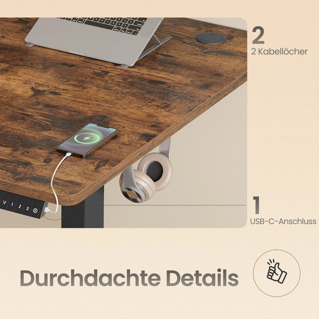 Höhenverstellbarer Stehtisch, 180 x 80 cm, Memory-Funktion