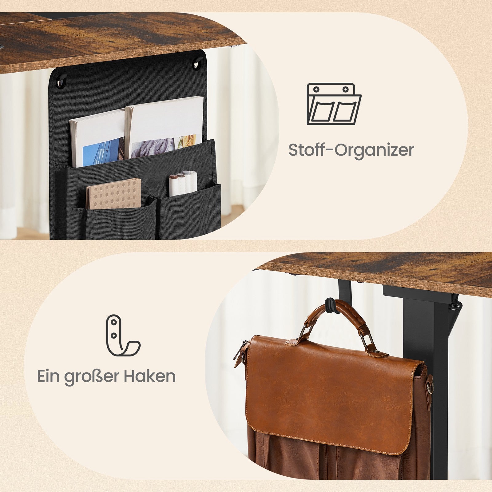 Höhenverstellbarer Stehtisch, 180 x 80 cm, Memory-Funktion