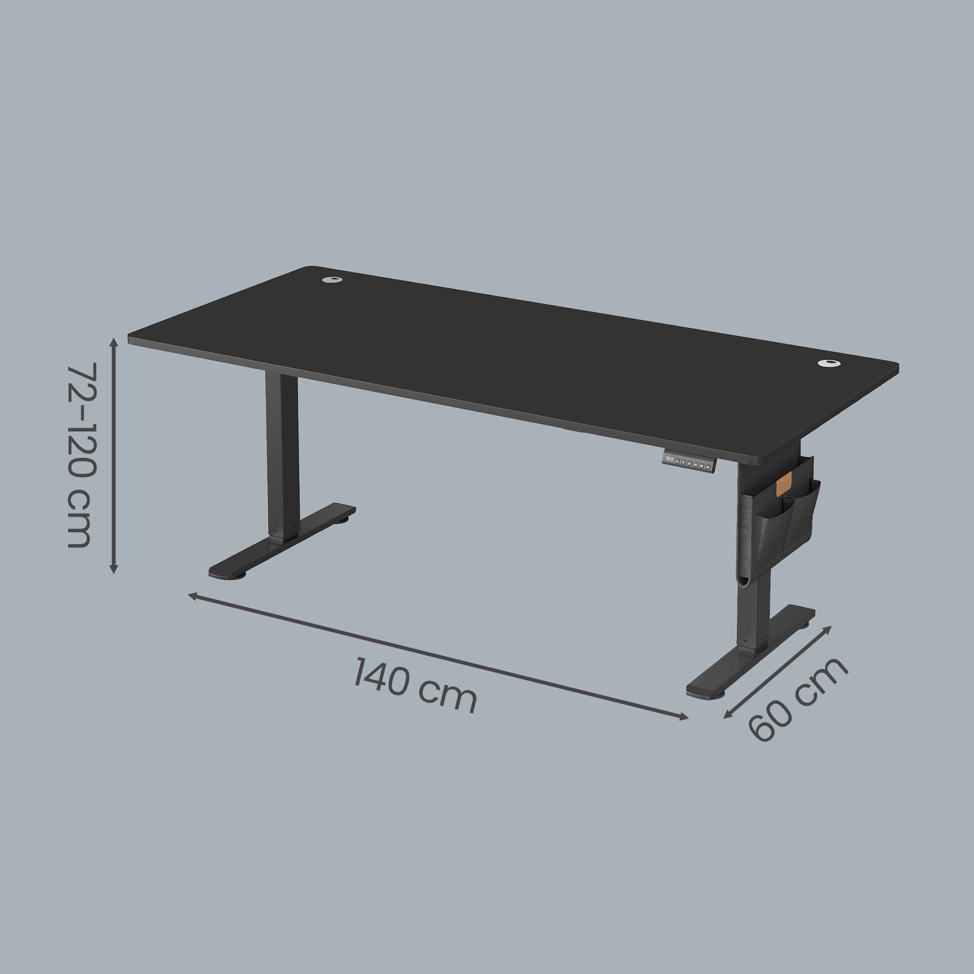 Höhenverstellbarer Schreibtisch, 140 x 60 cm, Memory-Funktion