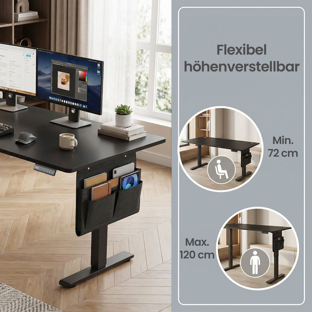 Höhenverstellbarer Schreibtisch, 140 x 60 cm, Memory-Funktion