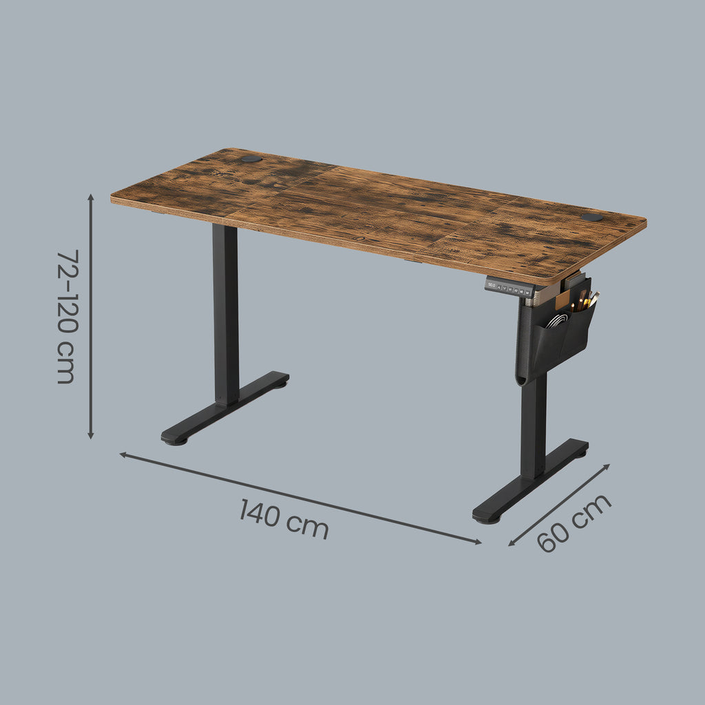 Höhenverstellbarer Schreibtisch, 140 x 60 cm, Memory-Funktion