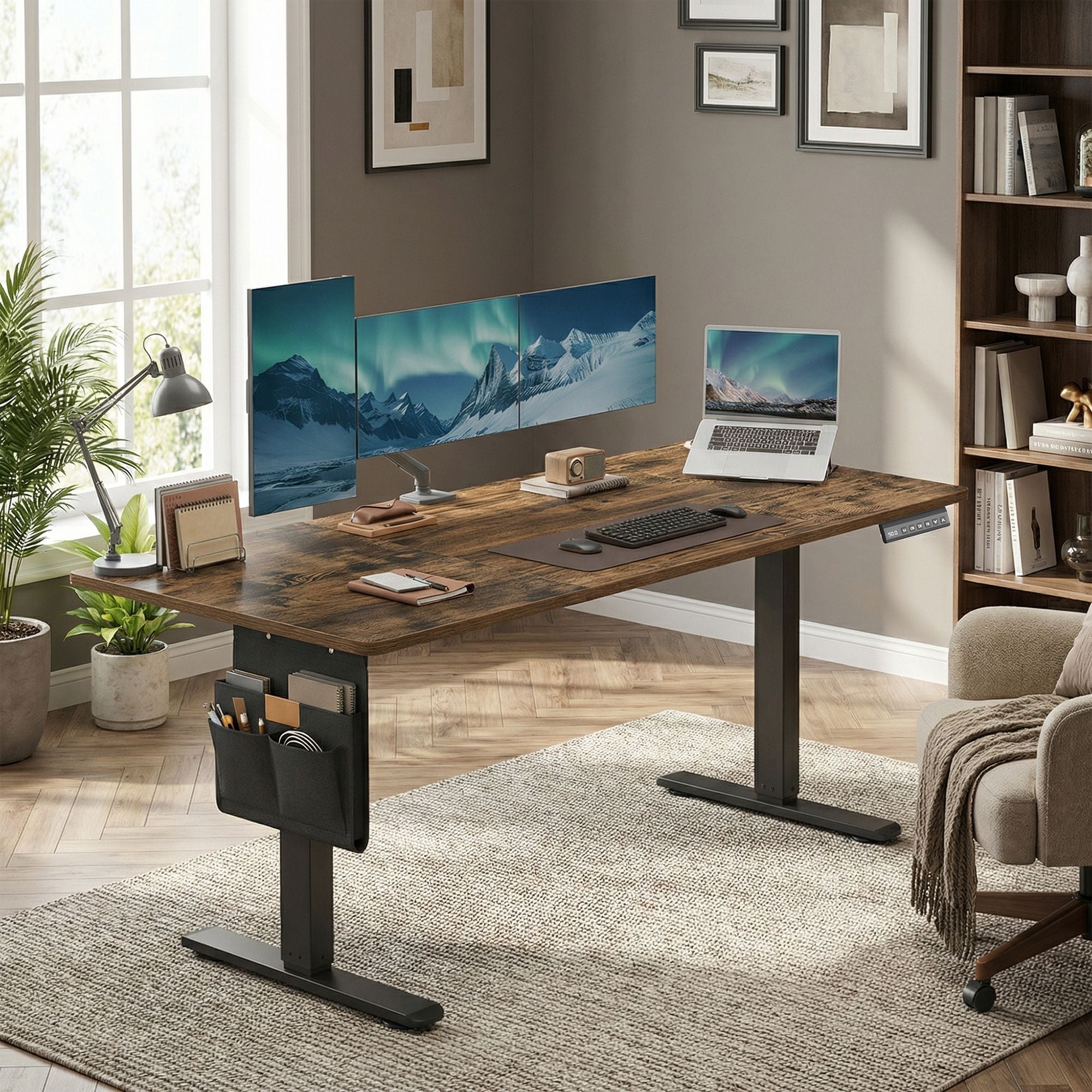 Höhenverstellbarer Schreibtisch, 140 x 60 cm, Memory-Funktion