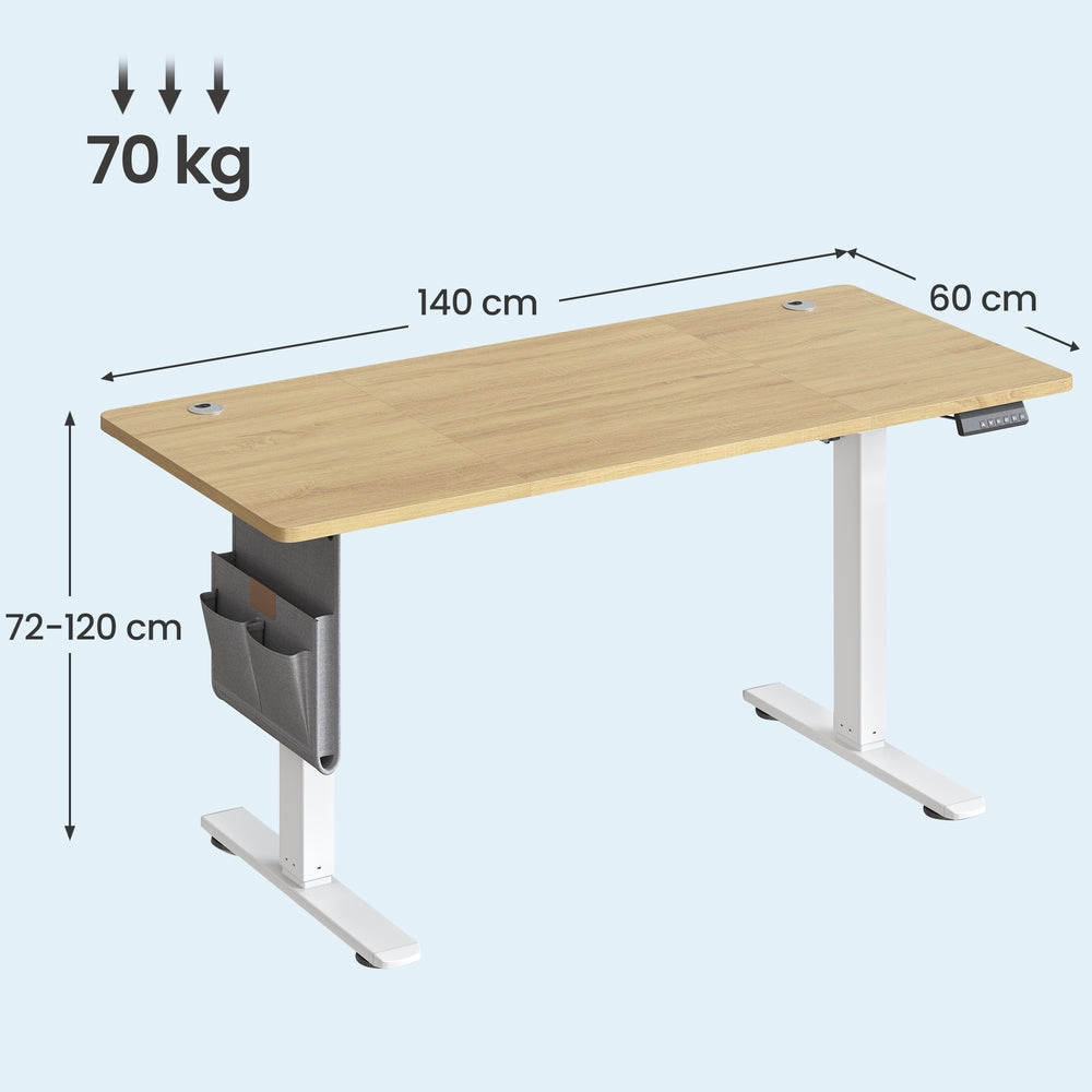 Höhenverstellbarer Schreibtisch, 140 x 60 cm, Memory-Funktion