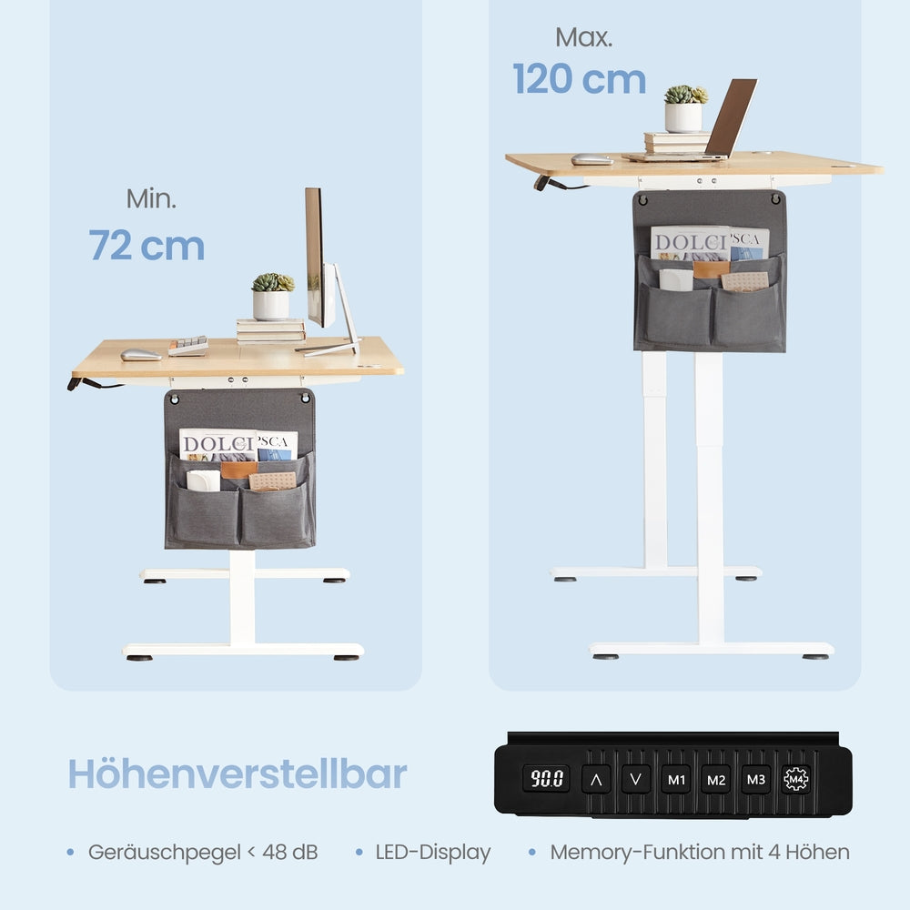 Höhenverstellbarer Schreibtisch, 140 x 60 cm, Memory-Funktion