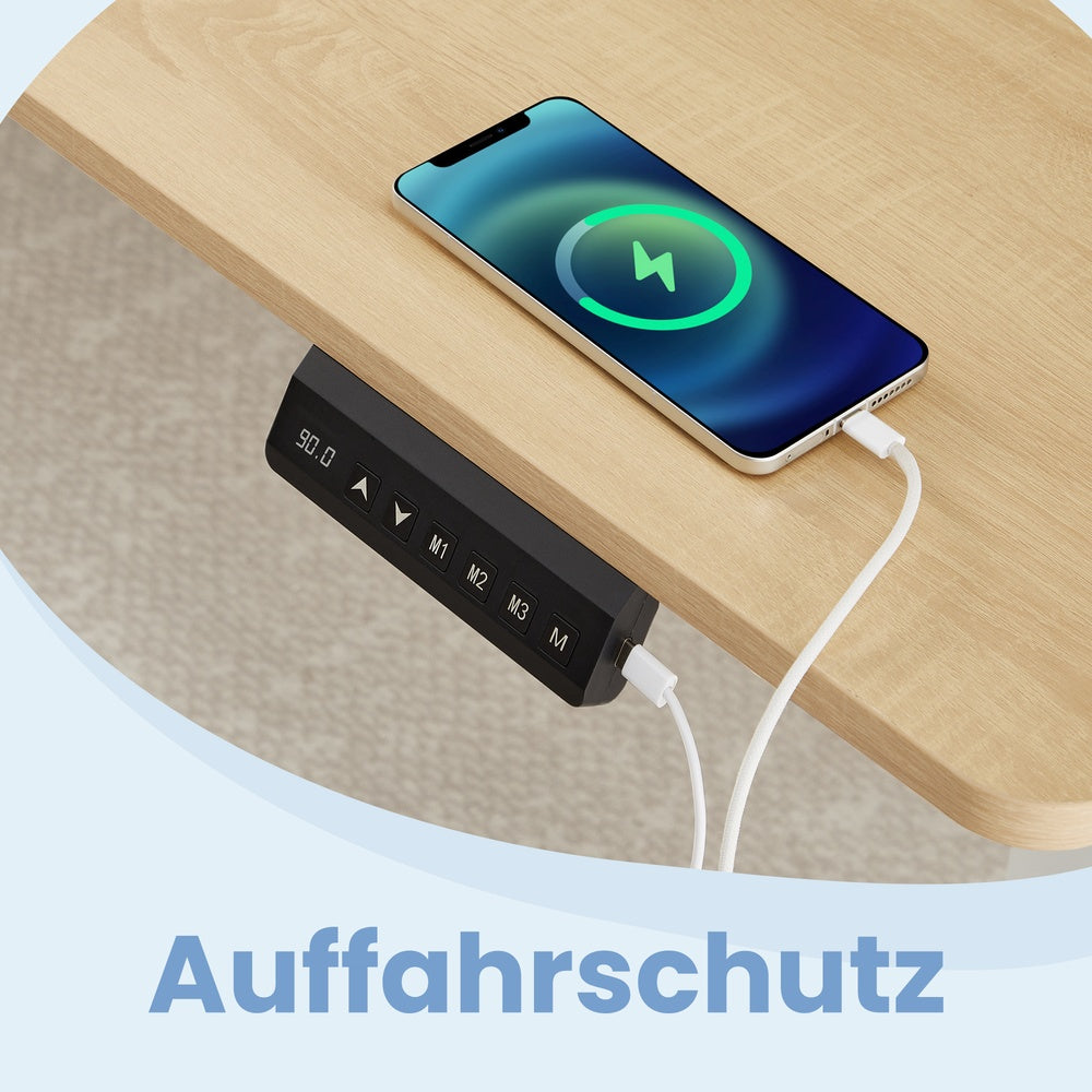Höhenverstellbarer Schreibtisch, 140 x 60 cm, Memory-Funktion