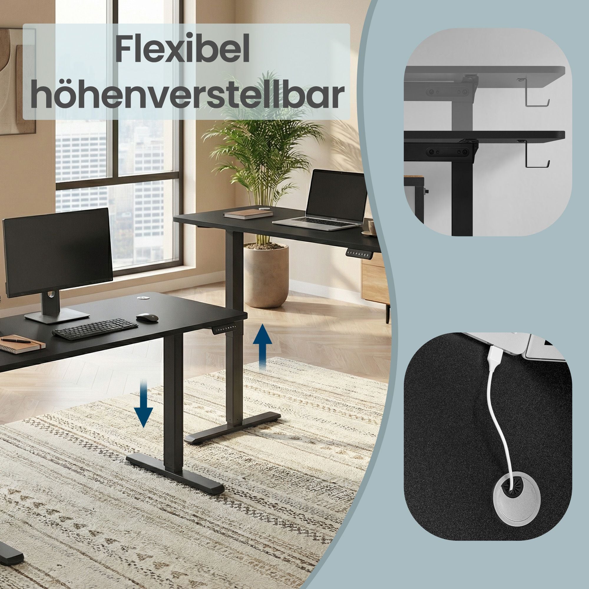 Höhenverstellbarer Schreibtisch elektrisch, 160,1 x 70