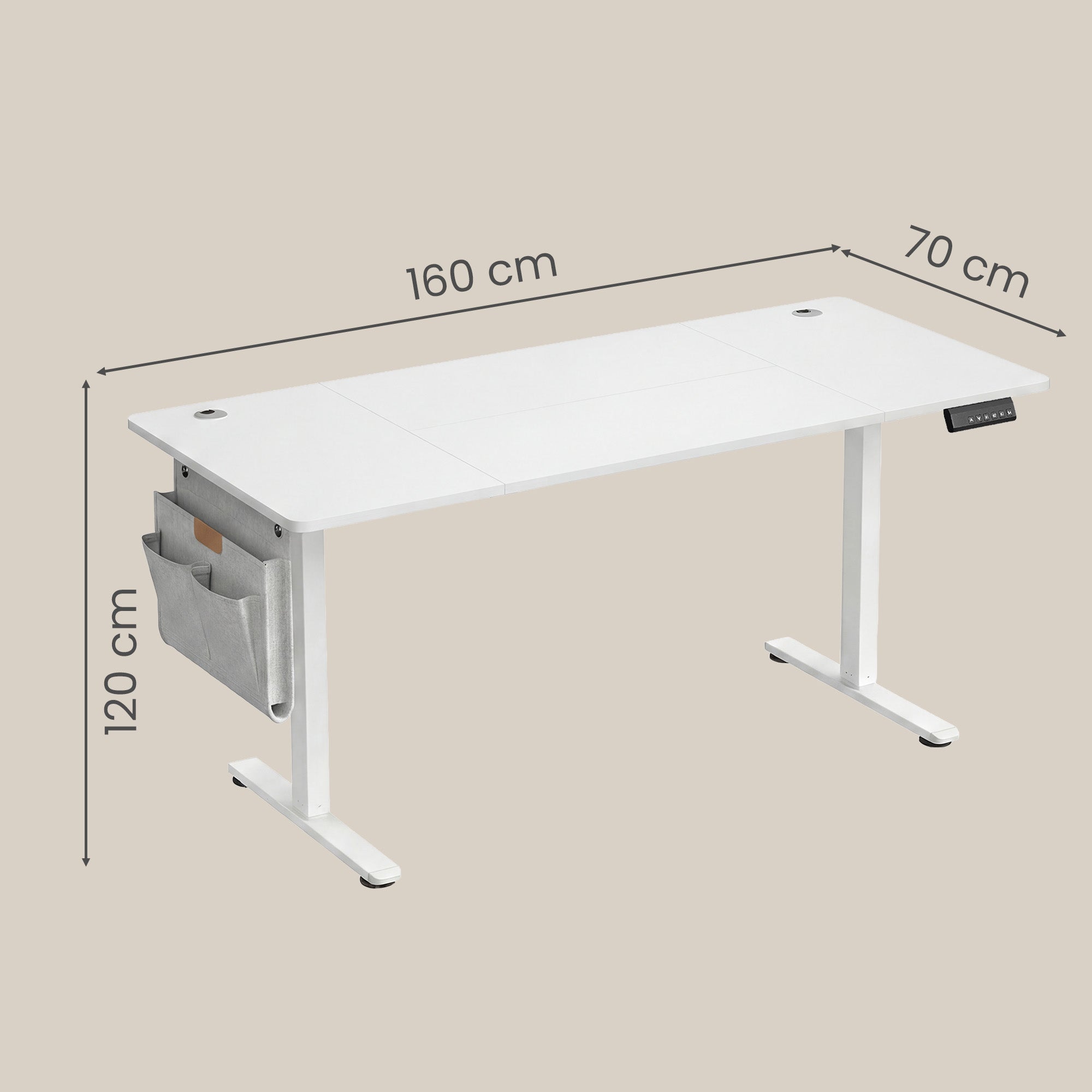 Höhenverstellbarer Schreibtisch, 160 x 70 cm, Memory-Funktion