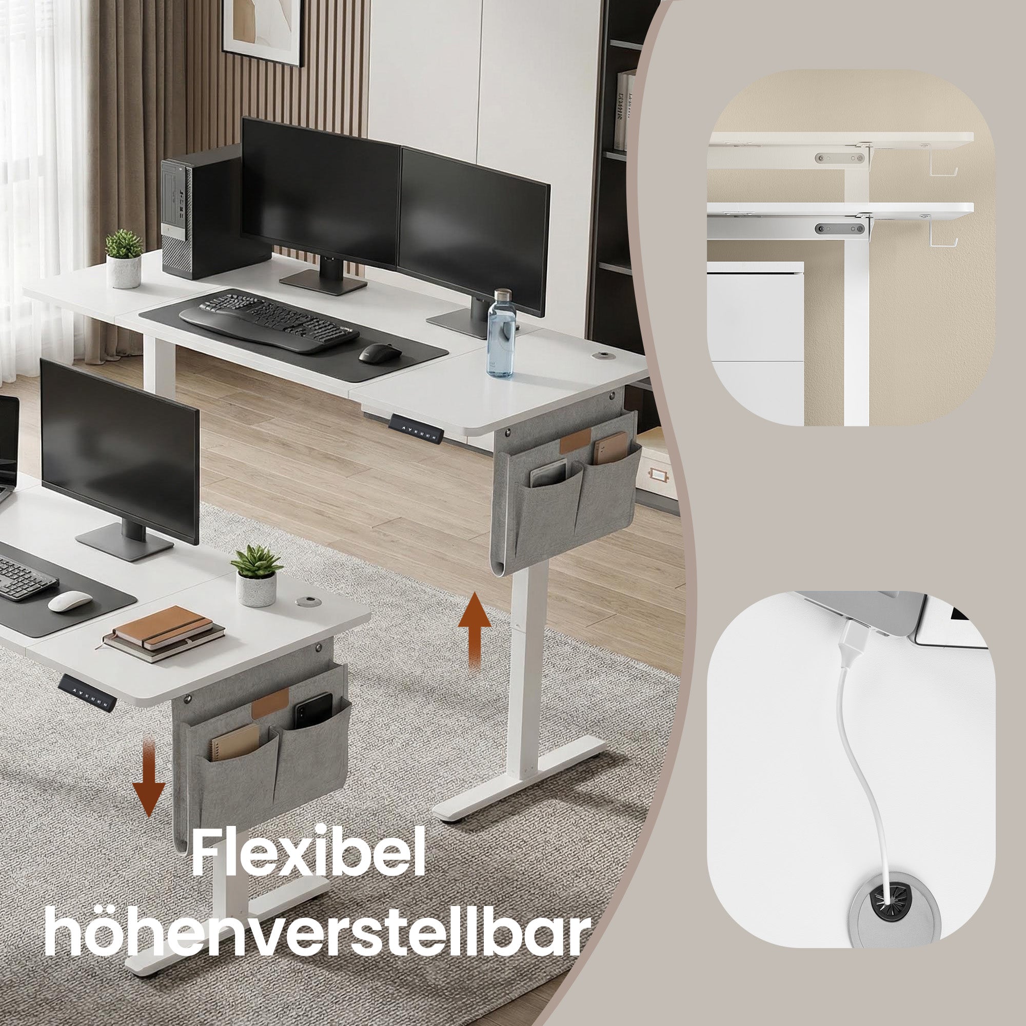 Höhenverstellbarer Schreibtisch, 160 x 70 cm, Memory-Funktion