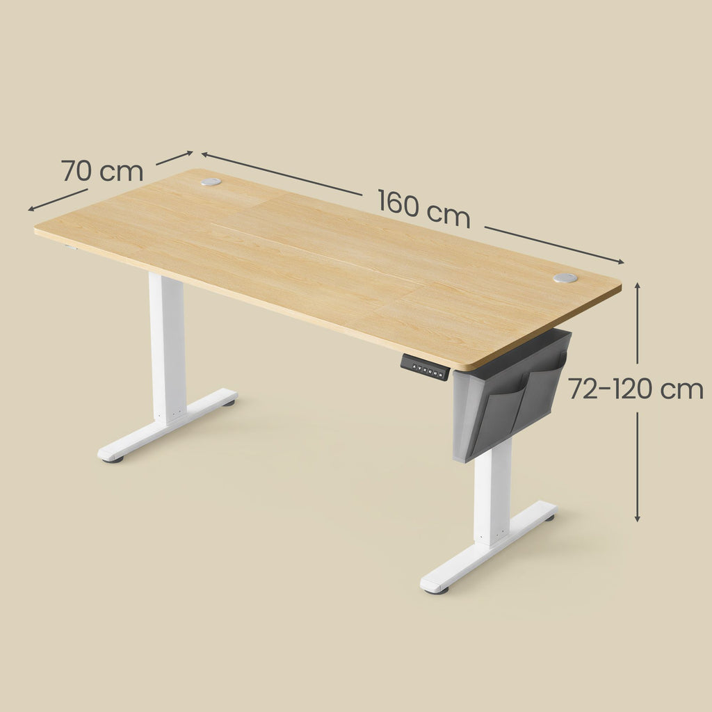 Höhenverstellbarer Schreibtisch elektrisch, 4 Speichertasten, 160 x 70 cm