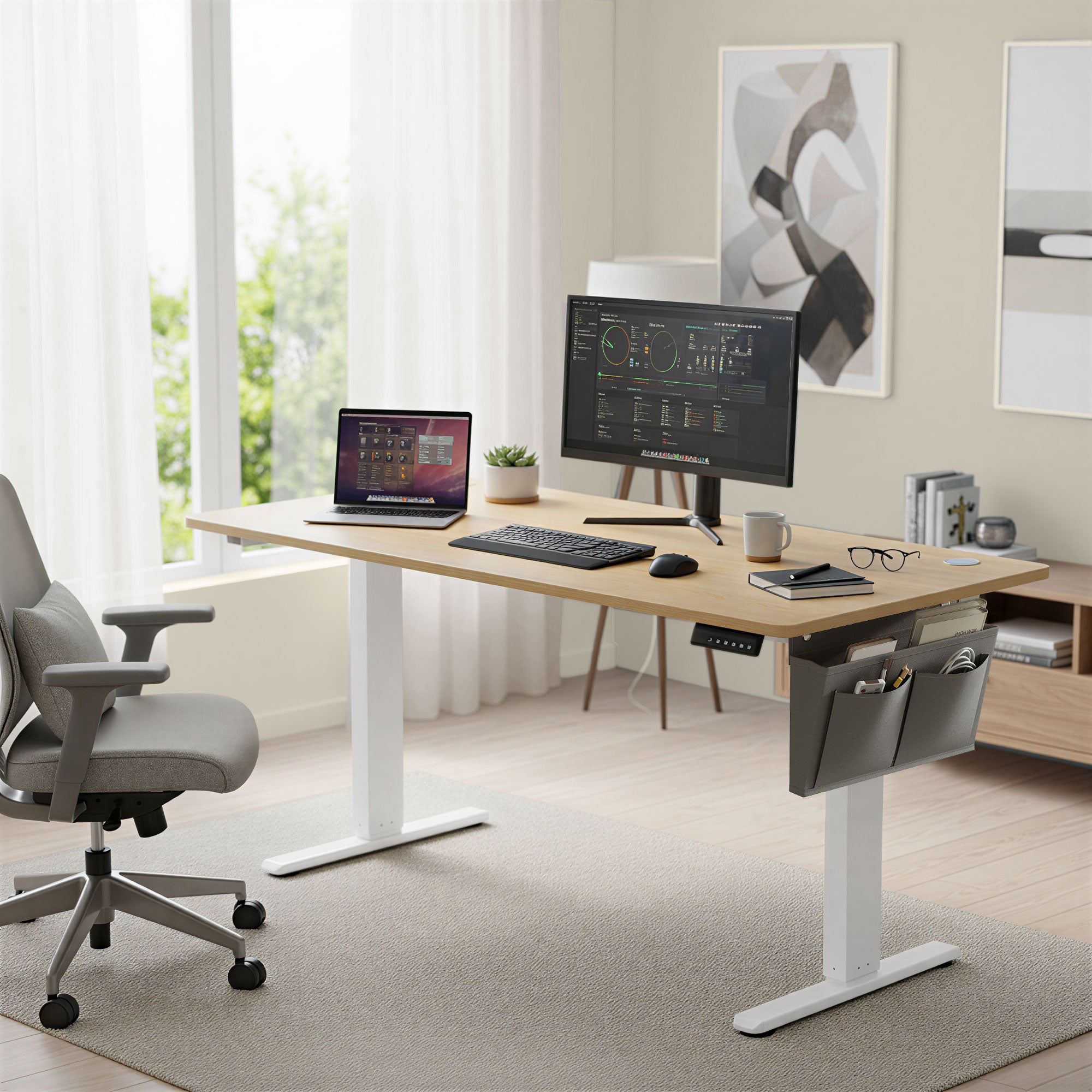 Höhenverstellbarer Schreibtisch elektrisch, 4 Speichertasten, 160 x 70 cm