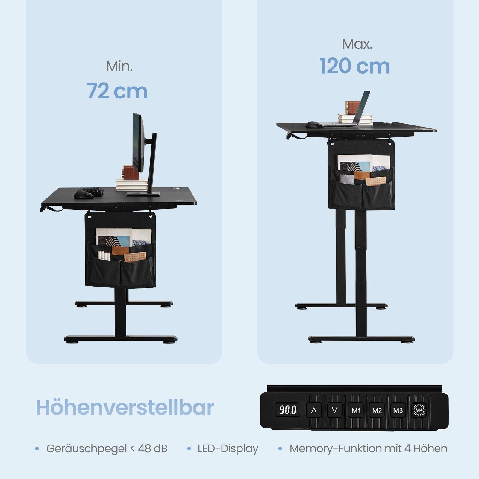 Höhenverstellbarer Schreibtisch, 180 x 80 cm, Memory-Funktion