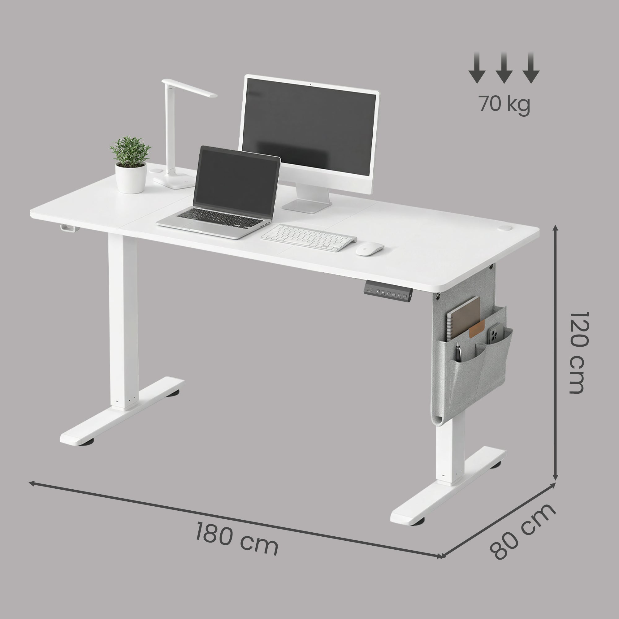 Höhenverstellbarer Schreibtisch, 180 x 80 cm, Memory-Funktion